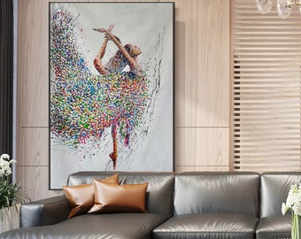 large canvas art,modern living room deco,modern abstract painting,large abstract painting,abstract dancer art,Ballerina wall art SN202