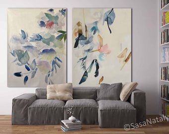 Abstract Art Set, Set of 2 Wall Art, Large Wall Art, Abstract Painting, Modern Wall Art, abstract art set of 2 Large abstract art SN574