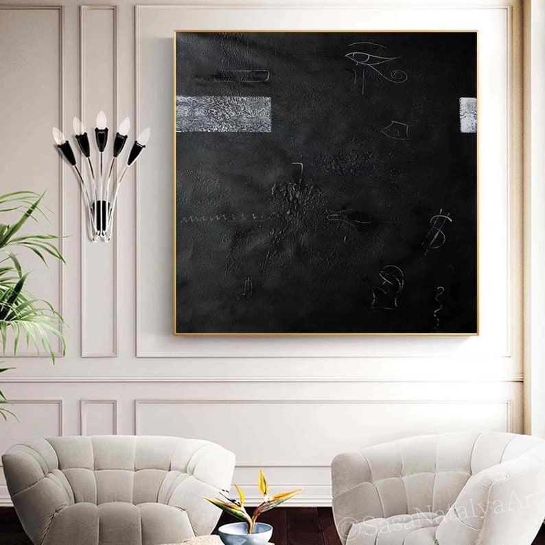 Black Wall Art Painting Simple Black Wall Art Black Wall Art Etsy