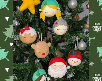 Christmas Character Felt | Handmade Christmas Tree Ornament Decor | Handmade Felt