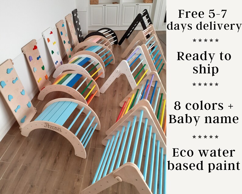 Wooden baby gym balance board climbing gym triangle montessori Etsy