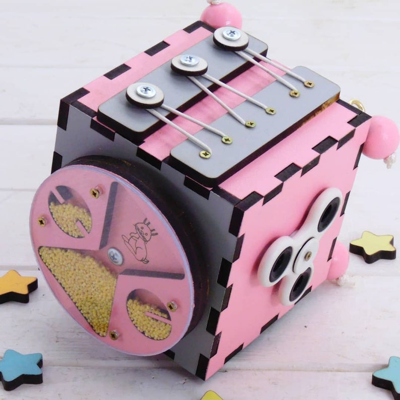 Busy board 1 year old boy gift granddaughter baptism girl first birthday sensory box activity cube montessori toddler travel toy personalize