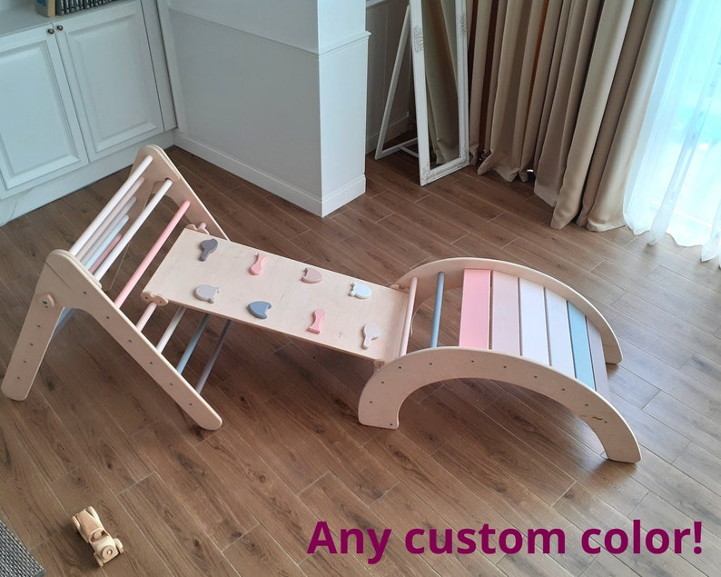Wooden baby gym balance board climbing gym triangle montessori Etsy