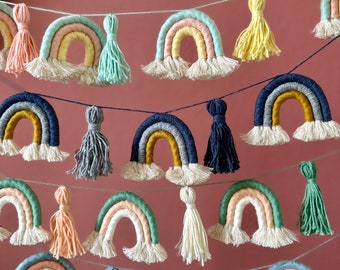 Rainbow garland, children's room decoration, gifts for birth/baptism