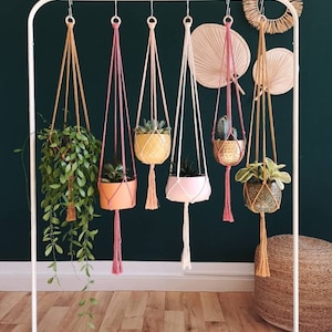 No frills hanging basket, macrame hanging basket, macrame plant hanger, hanging basket