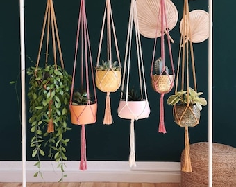 Panier suspendu sans fioritures, panier suspendu en macramé, cintre pour plantes en macramé, panier suspendu