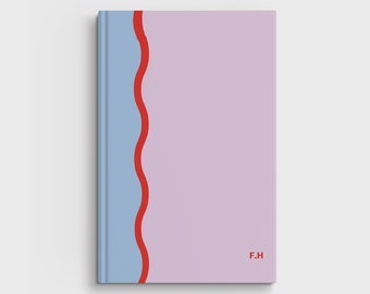 Diario de tapa dura personalizado: diseño en zigzag, cuaderno con nombre personalizado