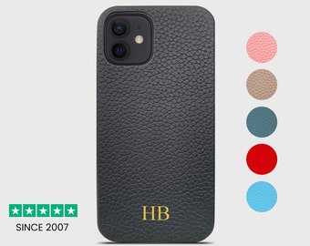 Funda de piel personalizada para iPhone 12 Pro con monograma