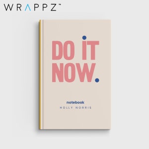 Personalised Name Hardback Notebook, 5 x 7&quot; 128 page Do It Now Design Custom Journal with Lined, Graph or Plain Paper | Gift for Her