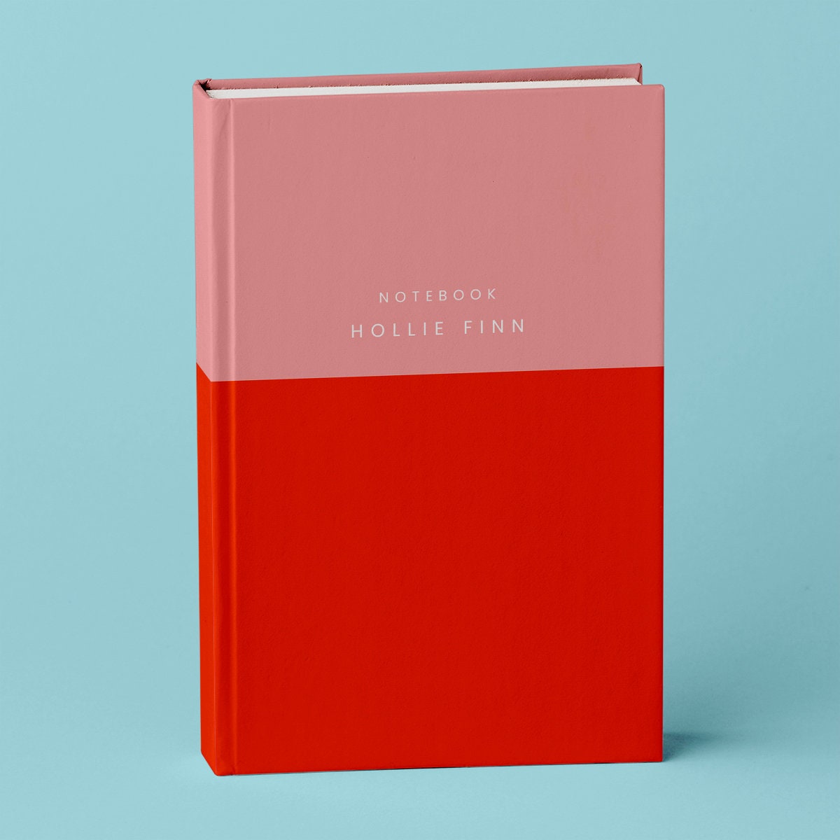 Personalised Name Hardback Notebook, Size A5 or A4, 128 pages, Colourblock Design, Custom Journal, Line, Graph or Plain Paper | Gift for Her