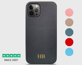Funda de piel personalizada para iPhone 12 Pro Max: Funda con monograma inicial
