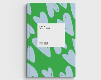 Cuaderno de tapa dura con diseño de corazón personalizado: Cuaderno con nombre personalizado