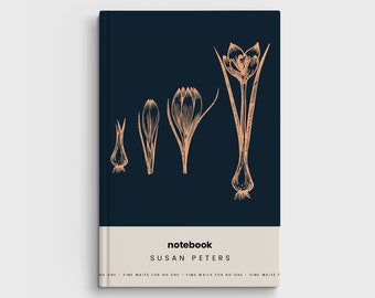 Diario de tapa dura personalizado: Cuaderno con nombre personalizado y diseño floral