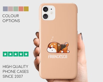 Funda de teléfono personalizada con diseño de perro durmiendo: nombre personalizado para iPhone y Samsung