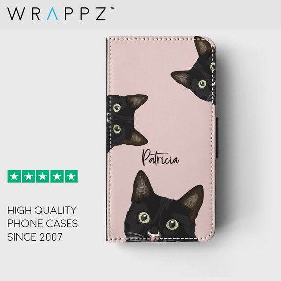 Iphone Wallet Leather Flip Phone Case Dusty Pink Name With Cat - Etsy