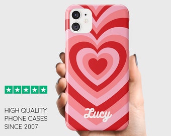 Funda de teléfono personalizada con corazones rosas: nombre personalizado para iPhone y Samsung