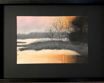 Original Pastel Painting art, Sunset pastel painting, Pastel Painting