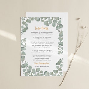 Eucalyptus - letter to godchild for baptism / baptism letter / baptism gift from godmother or godfather / DIN A4