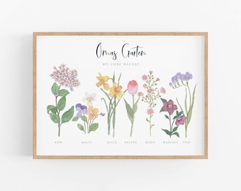 Grandma's Garden - Gift for Grandma and Grandpa - Personalized Gift for Grandparents