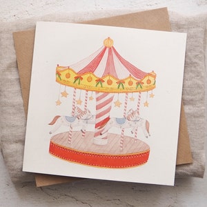 Weihnachtskarte Karussell - Birkenholz Papier - Klappkarte mit Umschlag