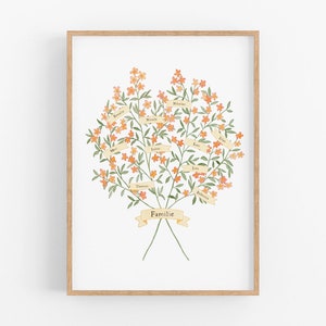 Family Tree Orange - Family Tree with Pennants / Christmas Gift Grandma and Grandpa