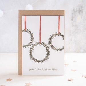 Weihnachtskarte Tannenkranz - Postkarte DIN A6