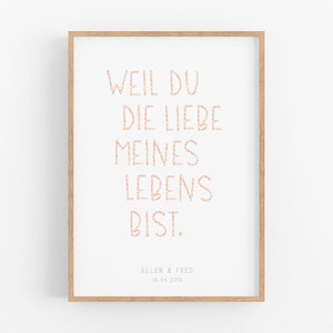 Liebe meines Lebens - Poster zum Valentinstag - personalisierter Druck