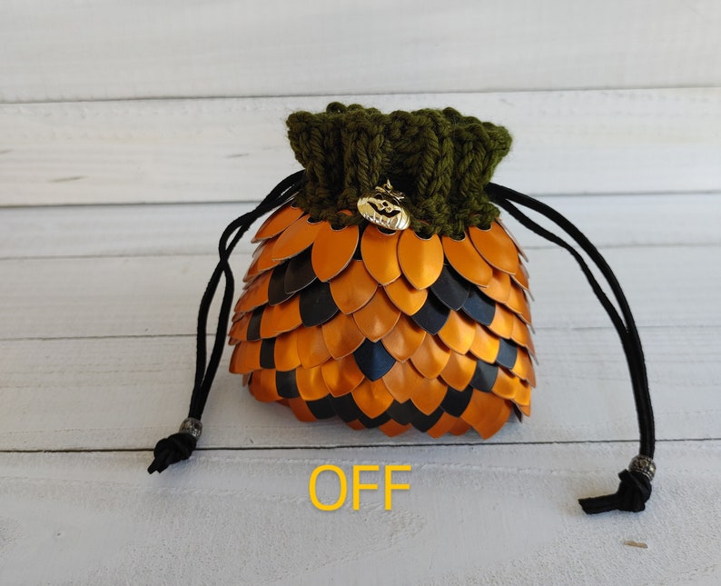 Small Dragon Scale Bag Scalemail Bag Dragon Dice Bag Jack-o-lantern