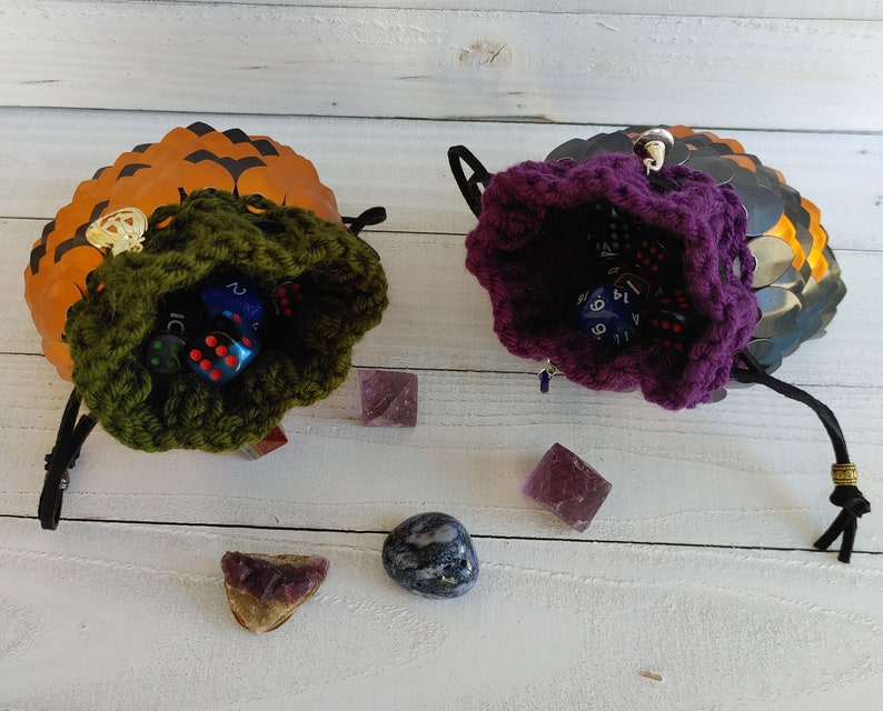 Small Dragon Scale Bag Scalemail Bag Dragon Dice Bag Jack-o-lantern