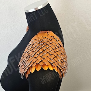 Knitted Dragon Scale Shoulders, Scalemail Epaulets, Cosplay Shoulders, Costume Accessory, LARP, Orange