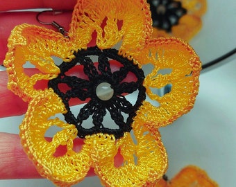 Crochet sunflowers earrings boho gift for mom woman girl mom