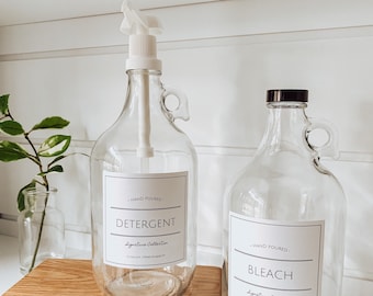 Half Gallon Glass Laundry Jug: Refillable Soap Dispenser with Waterproof Label, zero waste