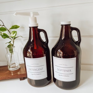 1/2 Gallon Jug - Laundry Soap Bottles - Detergent, Softener, Bleach - Refillable Bottles With Labels - Half Gallon Jug