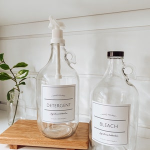 Half Gallon Glass Laundry Jug: Refillable Soap Dispenser with Waterproof Label, zero waste