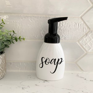 Foaming Soap Dispenser, 8oz Foaming Soap Bottle With Label, White Hand Soap Pump, Refillable Soap Dispenser, Mom Gifts, waterproof labels
