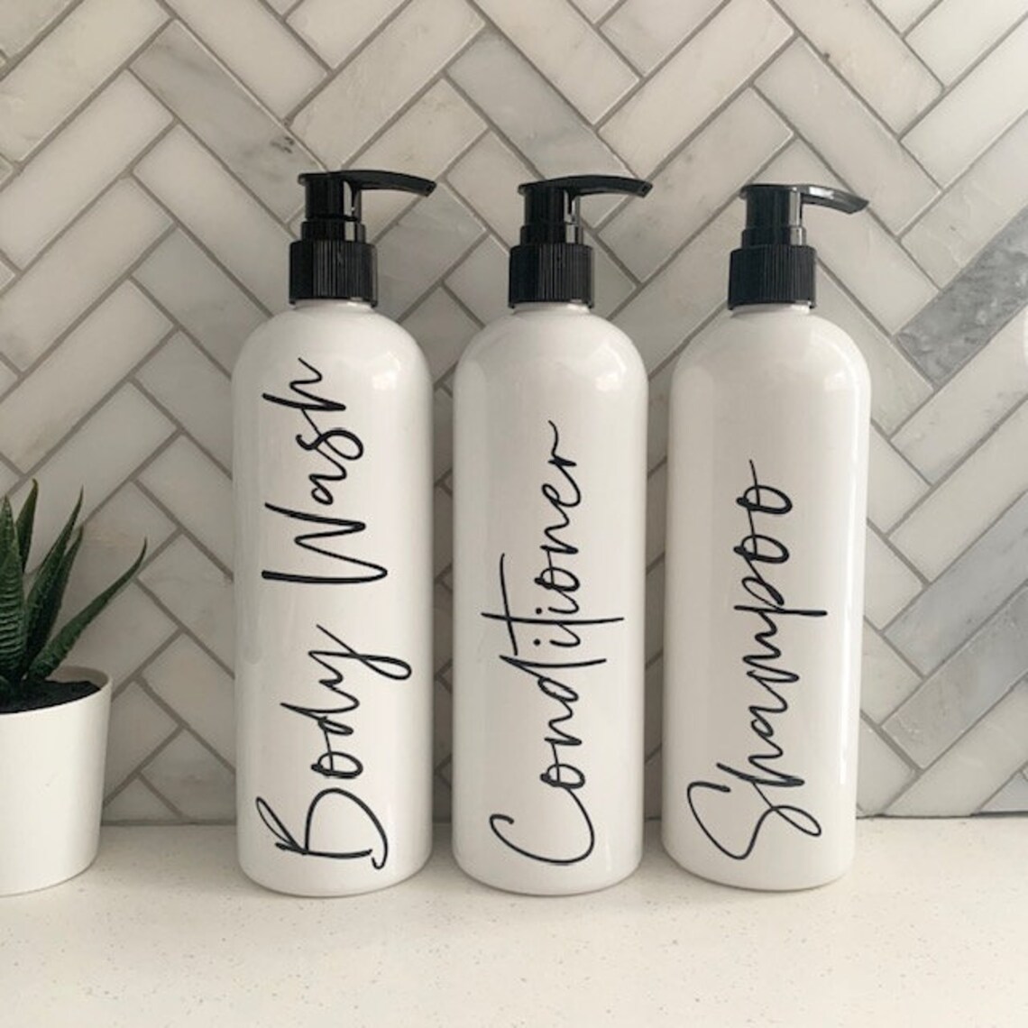 16 oz White Shampoo/conditioner Reusable Bottle Bathroom Etsy