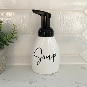 Foaming Soap Dispenser, 8oz Foaming Soap Bottle With Label, White Hand Soap Pump, Refillable Soap Dispenser, Mom Gifts Gift image 1