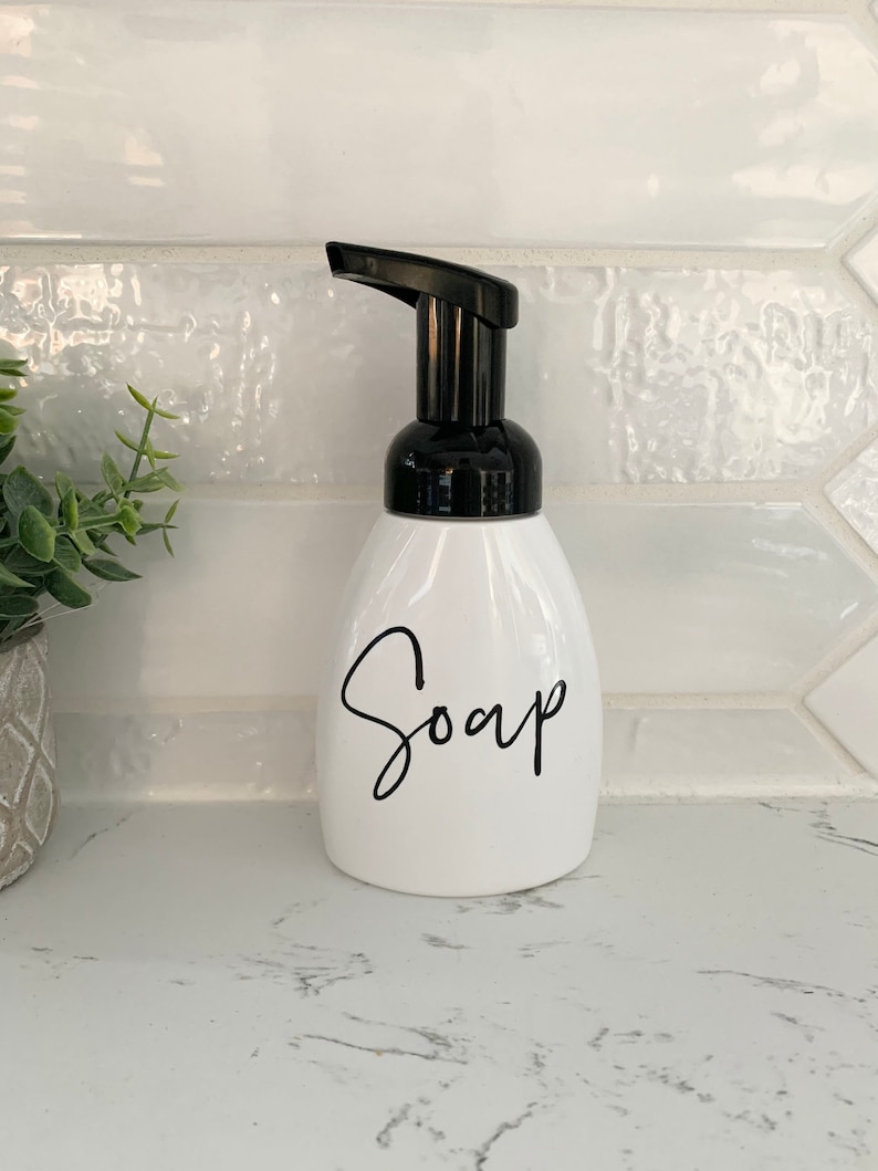 Foaming Soap Dispenser, 8oz Foaming Soap Bottle With Label, White Hand Soap Pump, Refillable Soap Dispenser, Mom Gifts Gift image 1