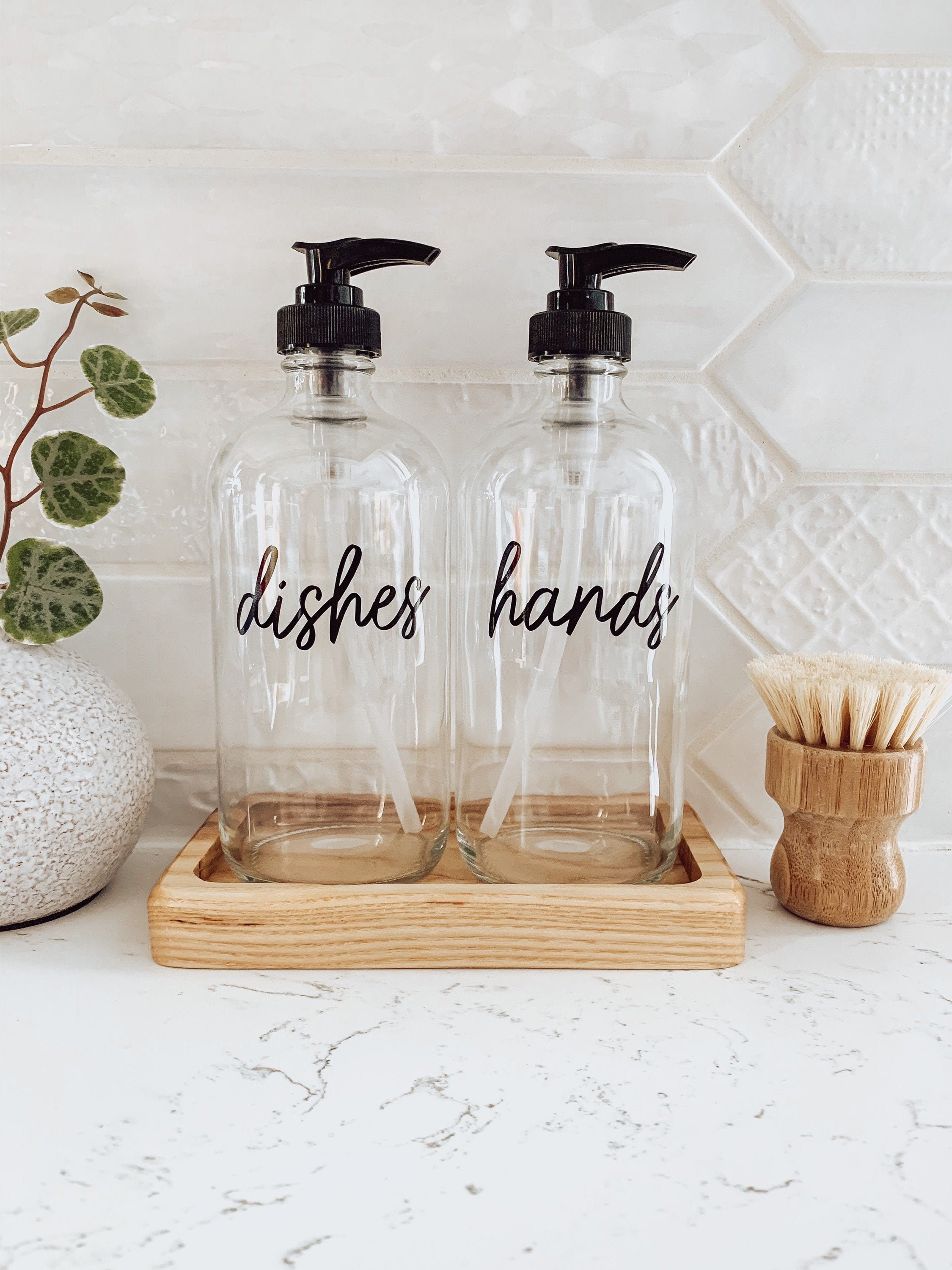Hand and Dish Soap Dispensers clear Glass Bottle With Pumpglass Bottles and  Labelsfarmhouse Kitchen Decorsoap Dispenser Bottle 