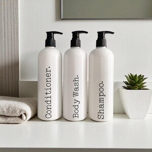 16 oz Slim Waterproof Shower Bottles with Pump - Minimalist, Refillable Dispensers for Shampoo,Conditioner & Body Wash