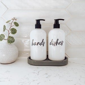 Hands and Dishes Soap Dispenser| Kitchen Soap Dispenser Set| Gift |Refillable Bottles | Housewarming Gift| Waterproof Labels