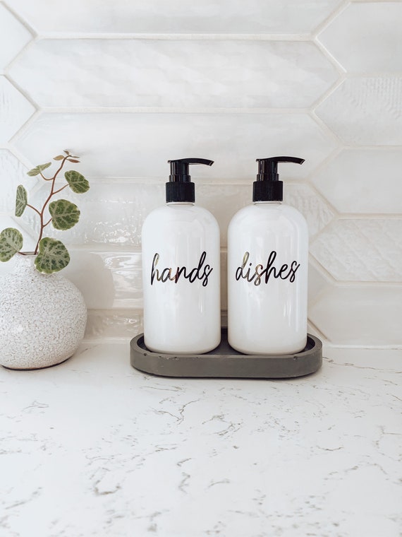 Hands and Dishes Soap Dispenser Kitchen Soap Dispenser Set Gift refillable Bottles Housewarming Gift Waterproof Labels Etsy UK