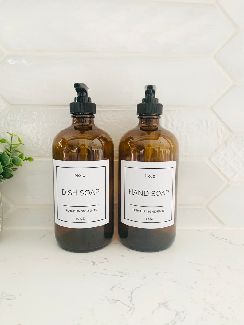 Hand and Dish Soap Dispensers amber Glass Bottle With Etsy Canada