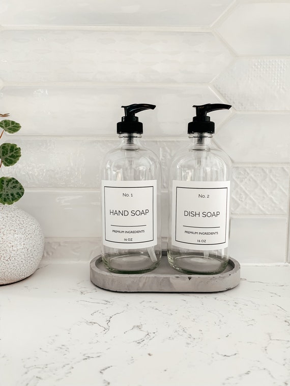 2Pcs Kitchen Sink Dish Soap Dispenser Set Black Refillable Hands Soap  Bottle Farmhouse Kitchen Soap Bottle with Waterproof Label - AliExpress