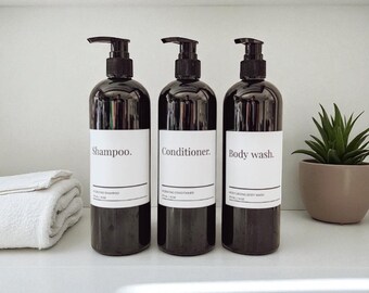 16 oz Slim Waterproof Shower Bottles with Pump - Minimalist, Refillable Dispensers for Shampoo,Conditioner & Body Wash, housewarming gifts