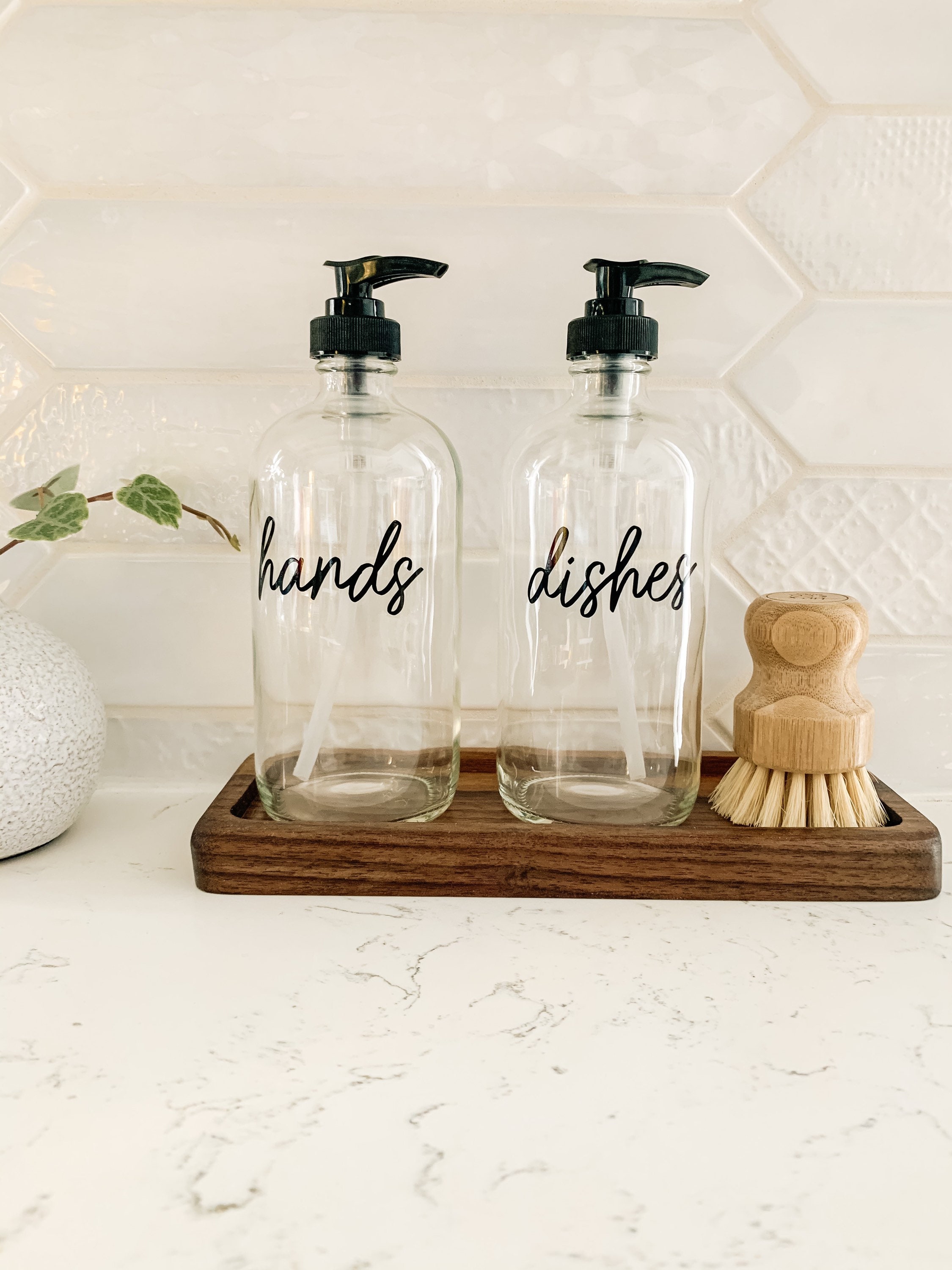 Hand and Dish Soap Dispensers Amber Glass Bottle with Etsy