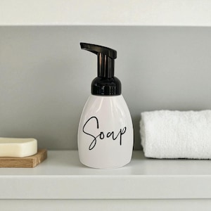 Foaming Soap Dispenser, 8oz Foaming Soap Bottle With Label, White Hand Soap Pump, Refillable Soap Dispenser, Minimalist , Personalized