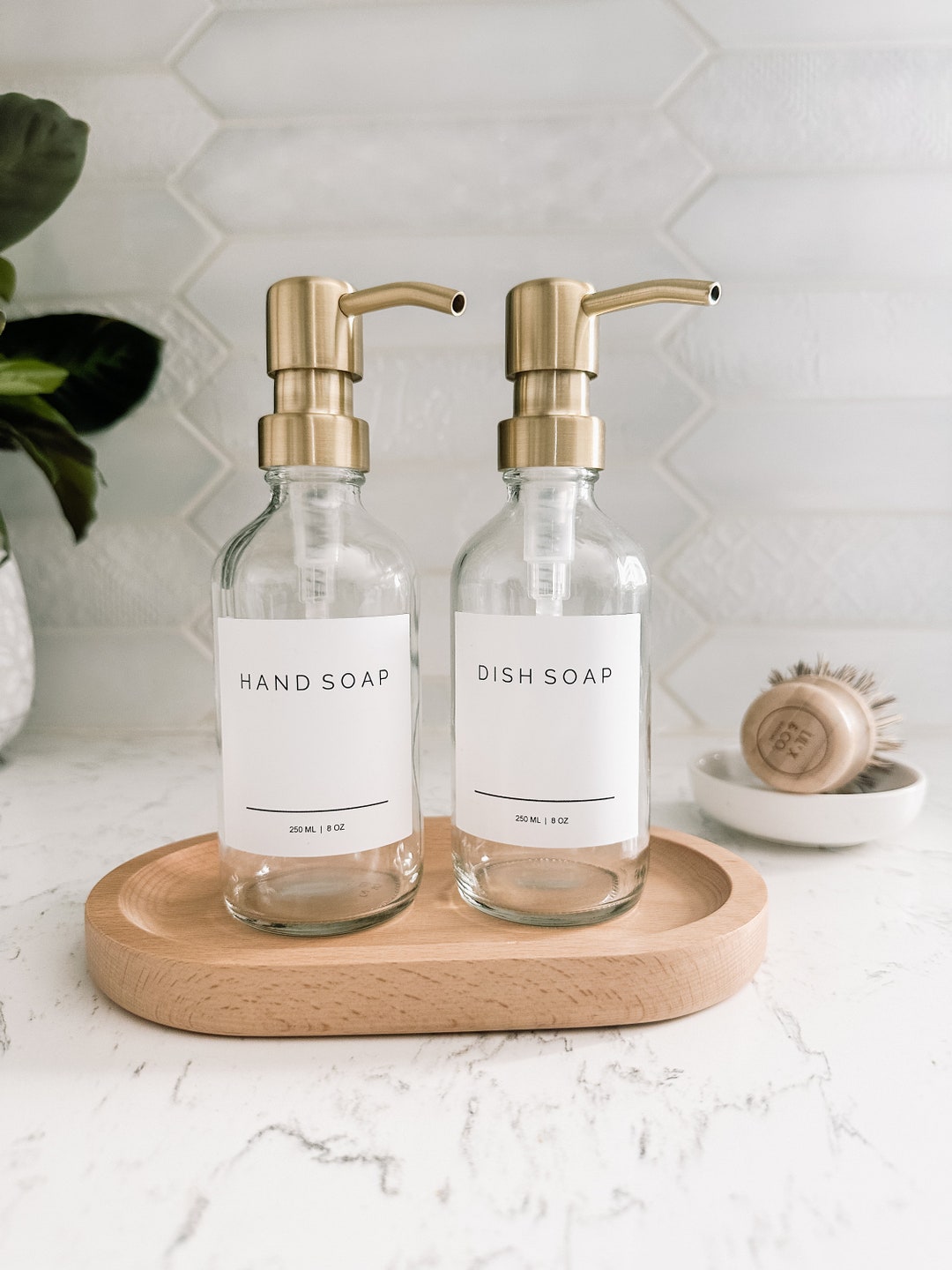 8 Oz Hand & Dish Soap Dispensers |glass With Metal Pump|farmhouse ...