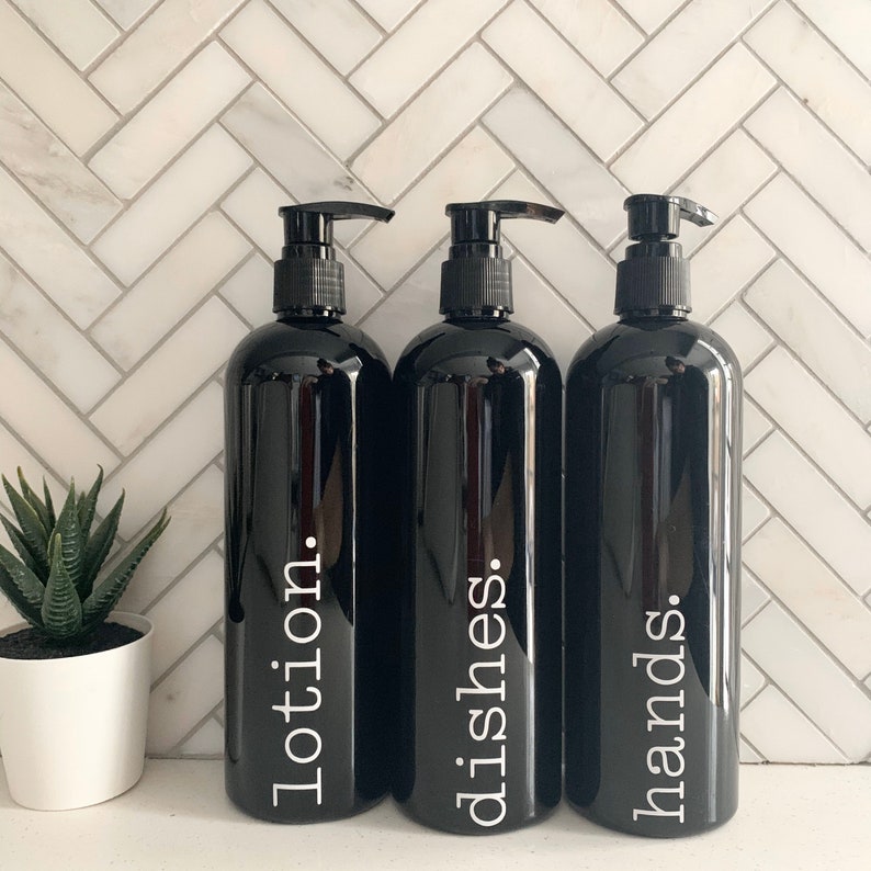 16 Oz Black Bathroom Bottles Reusable Bottle Bathroom Etsy Canada