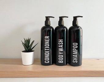 16 oz Slim Waterproof Shower Bottles with Pump - Minimalist, Refillable Dispensers for Shampoo,Conditioner & Body Wash